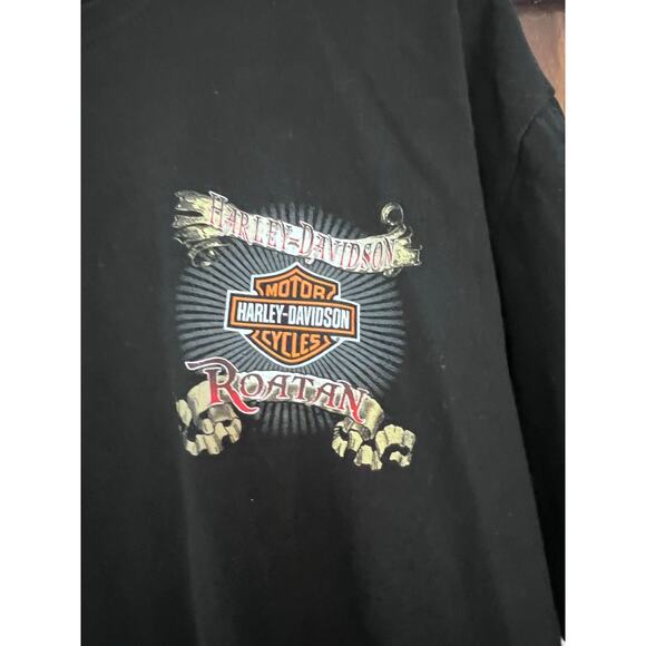 Harley Davidson Motor Cycles Roatan L Black Tee Shirt - Picture 3 of 5